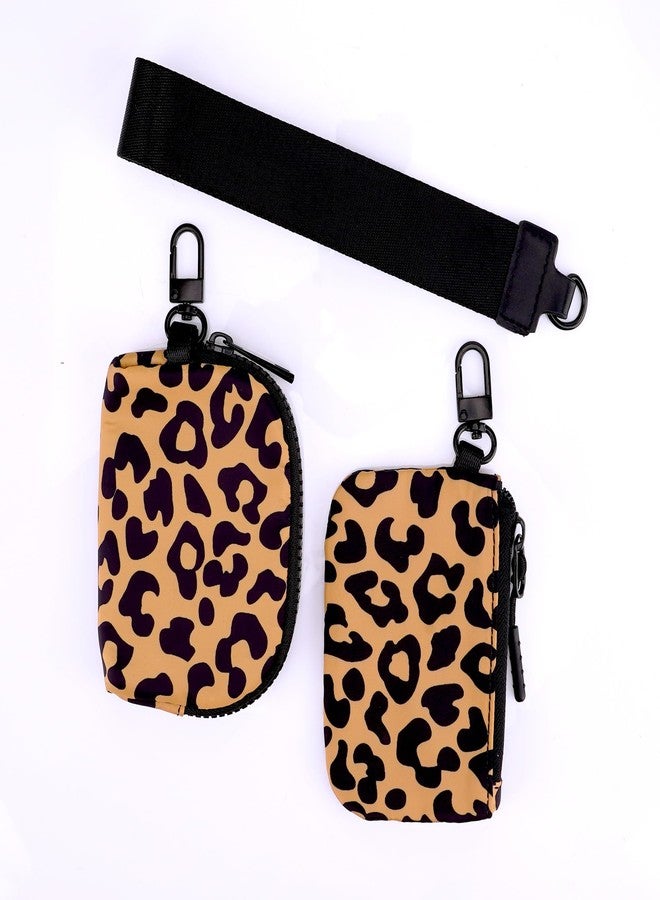 BUNCHBRAVO Wrist Keychain Mini Wallet for Women, Leopard Zip Around Wristlet Wallet, Detachable Dual Coin Purse, Brown - Image 5
